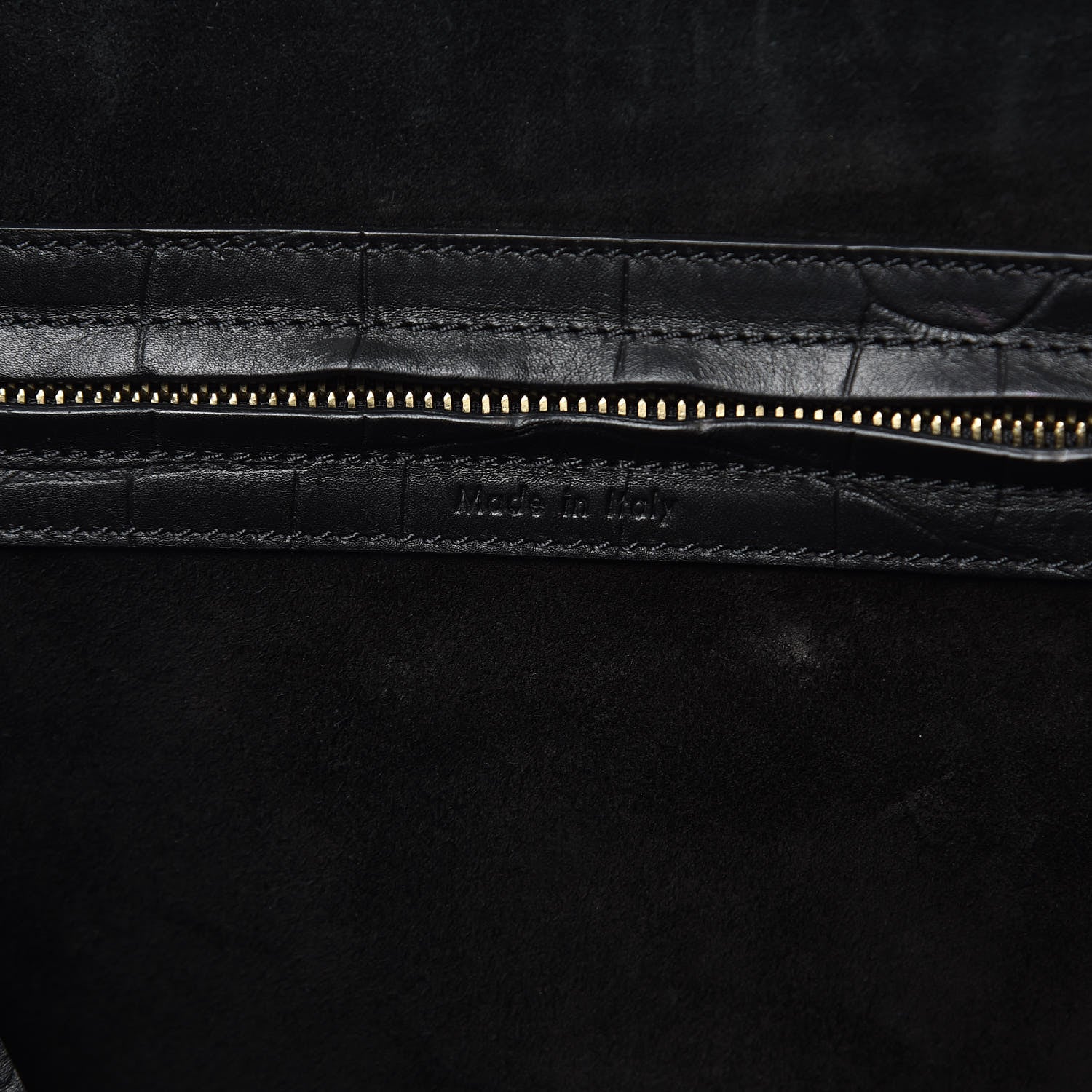 Celine Crocodile Embossed Calfskin Medium Phantom Luggage Black 6 of 11