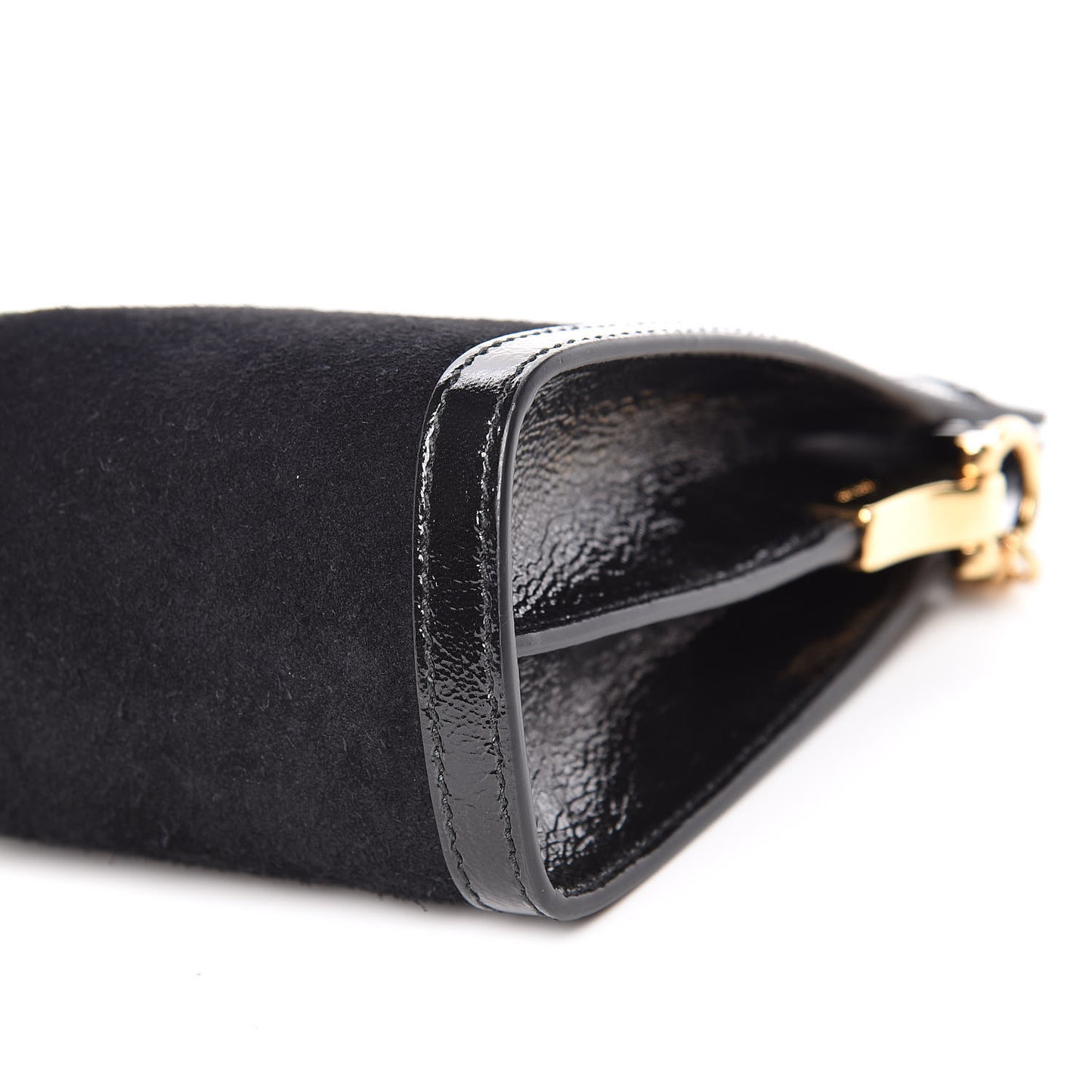 Suede Patent GG Web Small Ophidia Chain Shoulder Bag Black