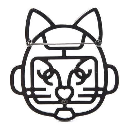 Chanel Strass Crystal Emoji Robot Cat Brooch Blue 2 of 2