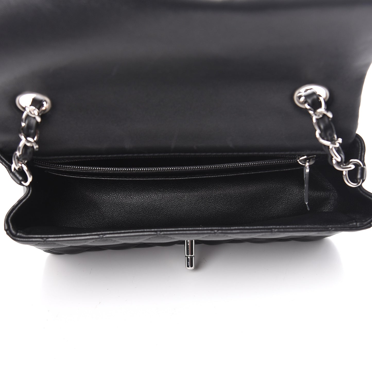 Lambskin Quilted Mini Rectangular Flap Black