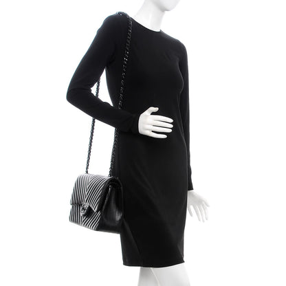 Chanel Lambskin Chevron Quilted Jumbo Double Flap So Black 2 of 9