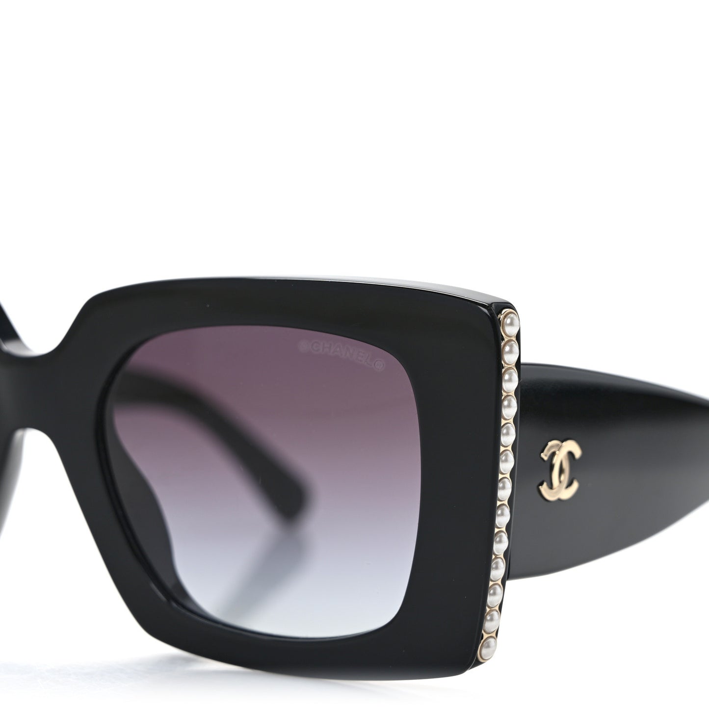 Acetate Pearl Rectangle Sunglasses 5480-H-A Black