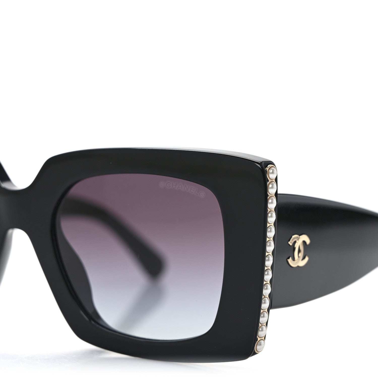 Chanel Acetate Pearl Rectangle Sunglasses 5480-H-A Black 5 of 7