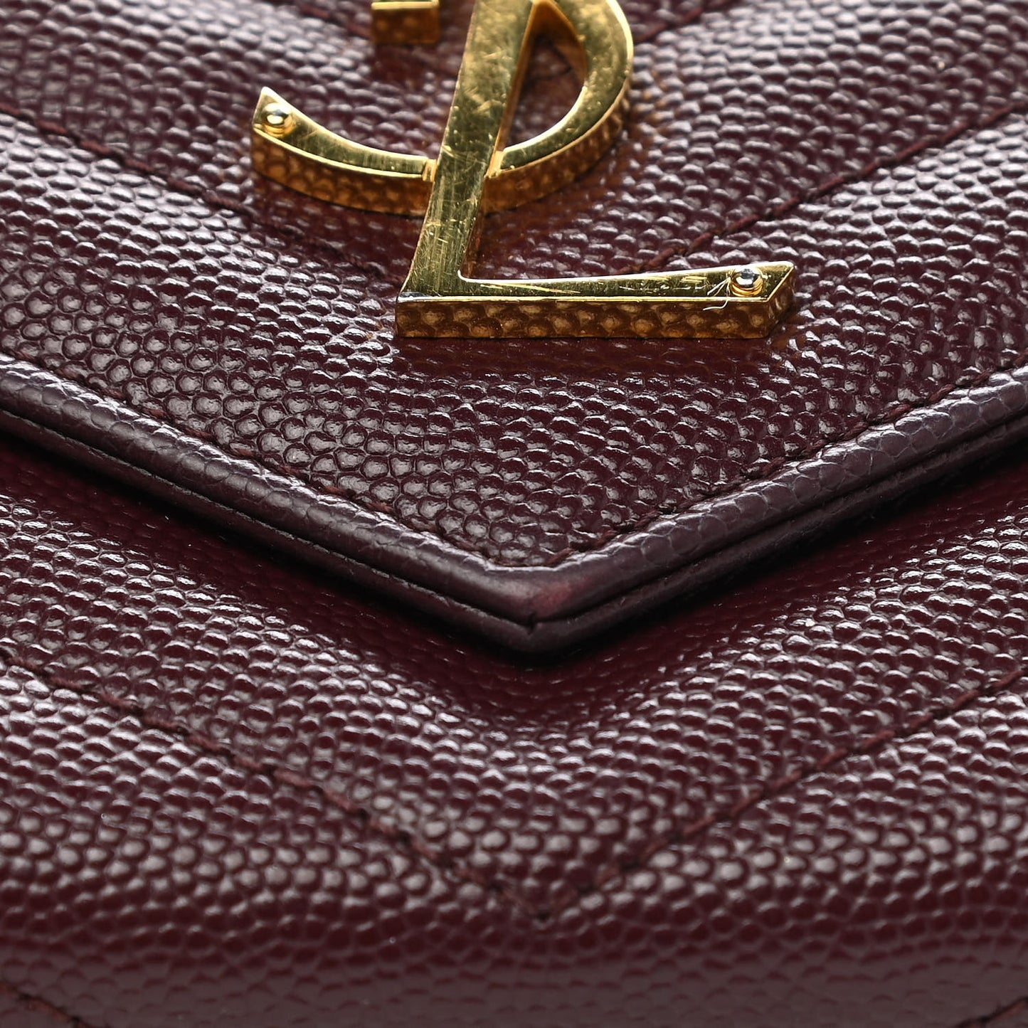 Grain De Poudre Matelasse Chevron Monogram Flap Wallet Rouge Legion