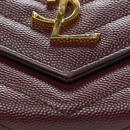 Saint Laurent Grain De Poudre Matelasse Chevron Monogram Flap Wallet Rouge Legion 8 of 12