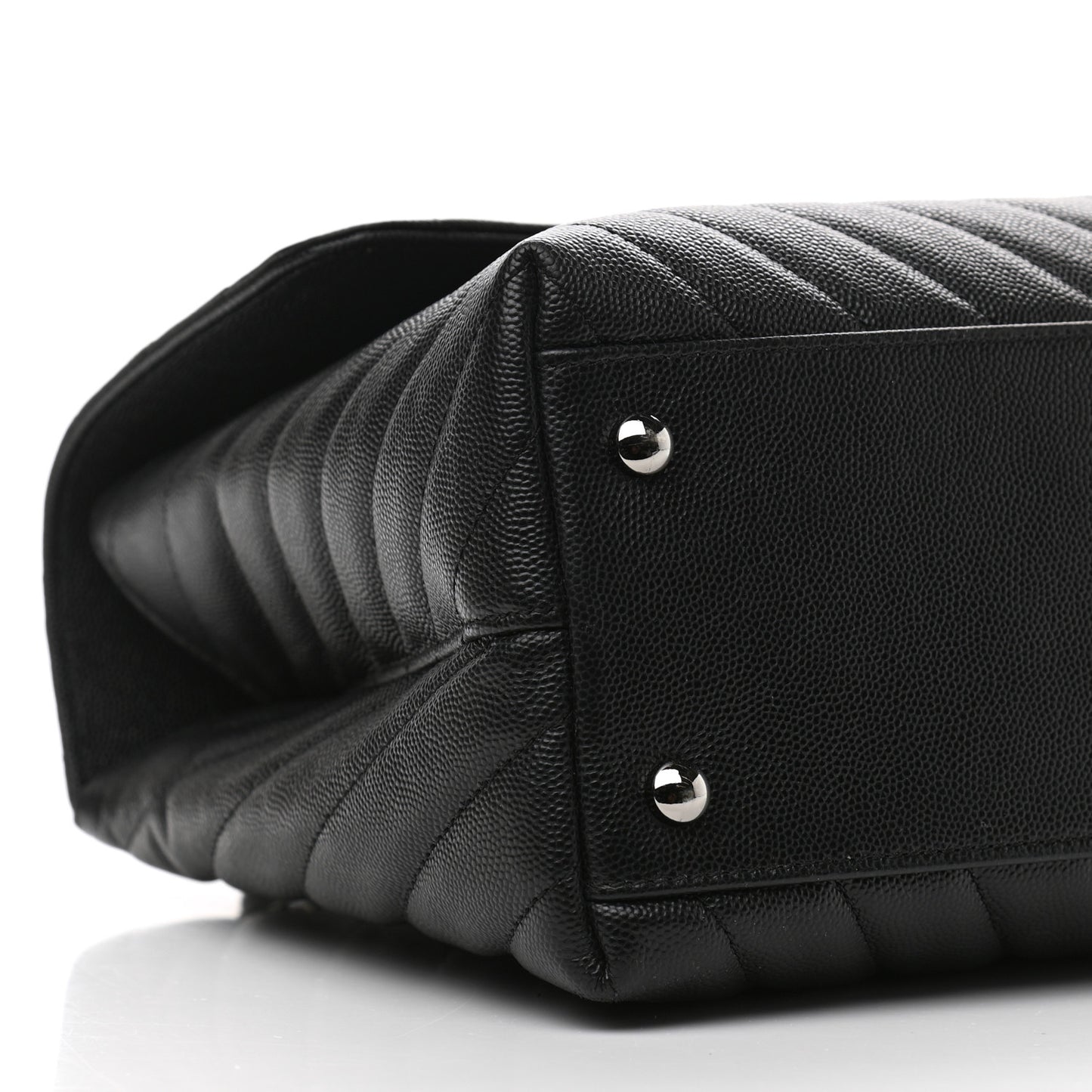 Caviar Chevron Quilted Medium Coco Handle Flap Black
