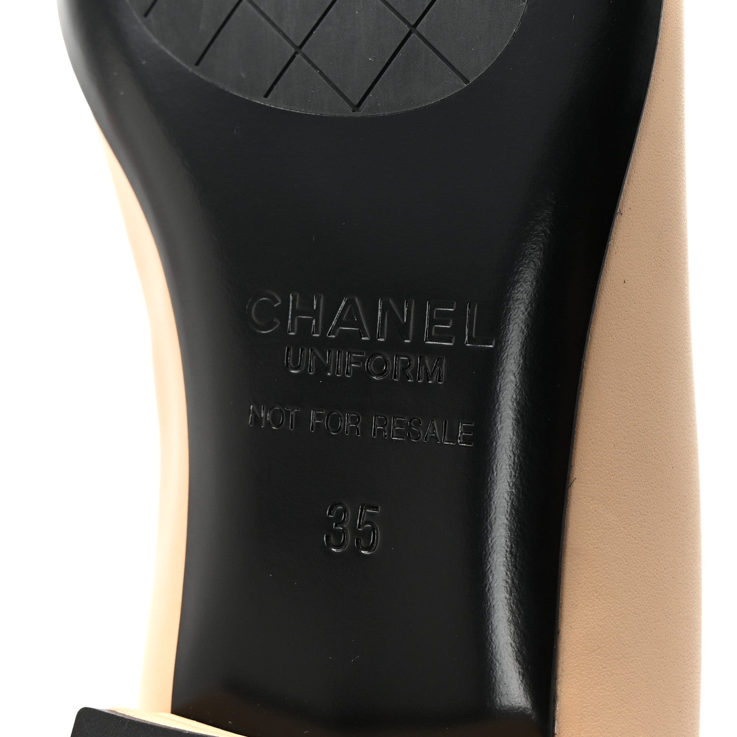 Chanel Lambskin Cap Toe CC Uniform Ballerina Flats 35 Beige Black 7 of 10
