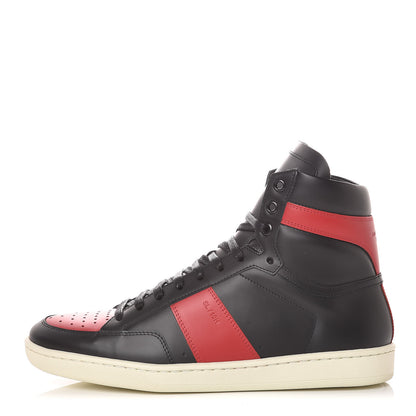 Saint Laurent Calfskin Court Classic SL/10H High Top Sneakers 39.5 Black Red 1 of 12