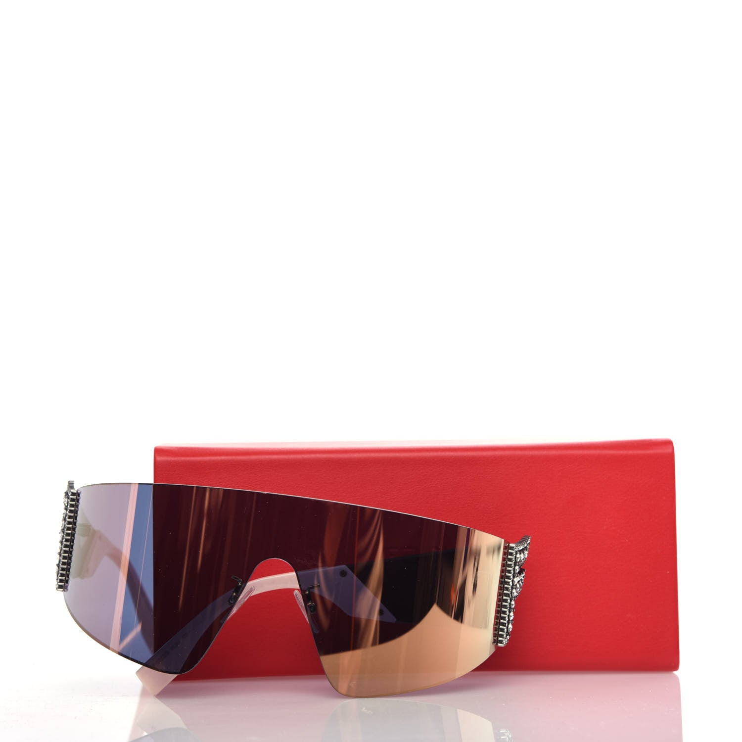 Fendi Mirrored Crystal Embellished FFreedom Shield Sunglasses FF 0382/S Pink 7 of 7