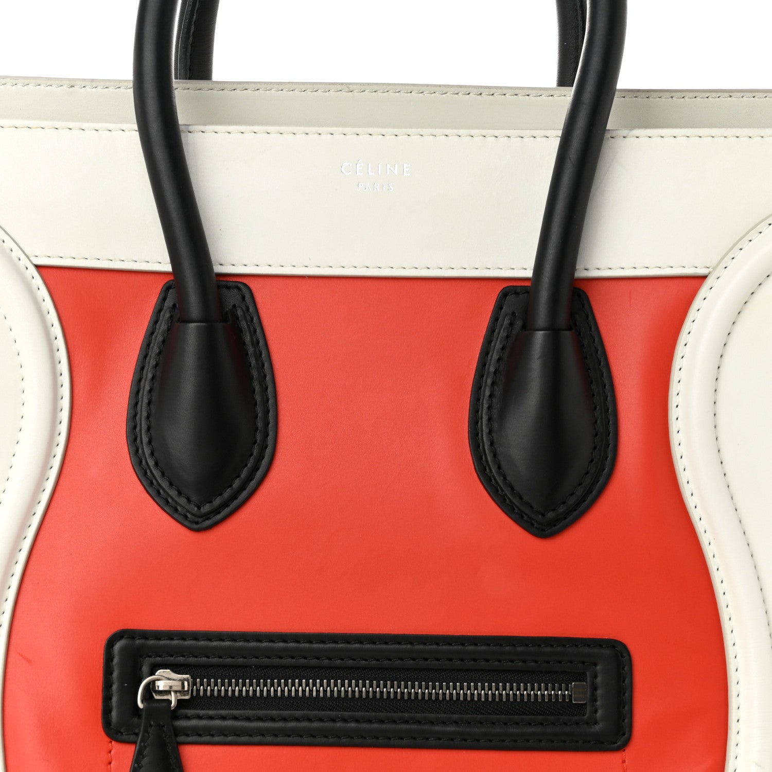 Celine Smooth Calfskin Mini Tri-Color Luggage Vermillion 7 of 11