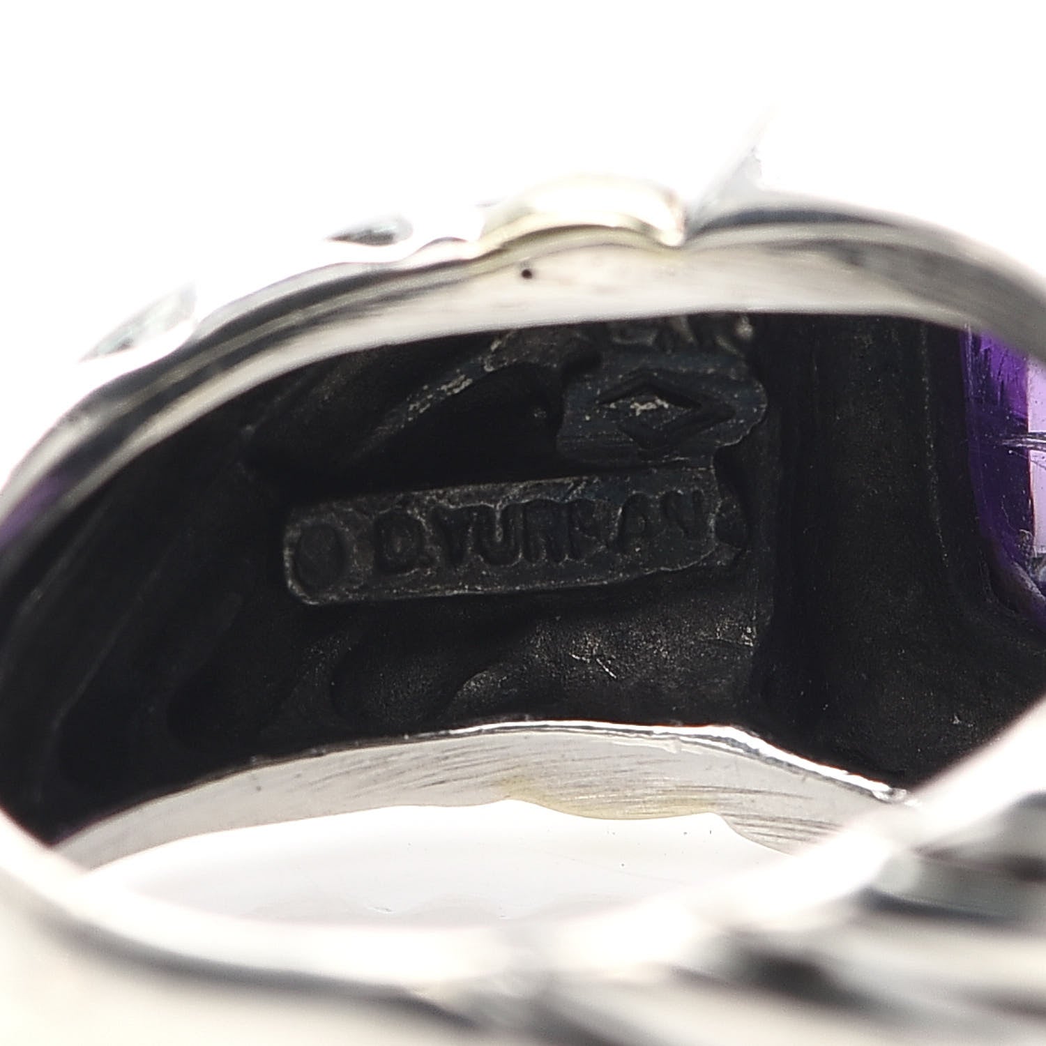 David Yurman Sterling Silver 14K Yellow Gold Amethyst Cable Ring 50 5.5 5 of 5