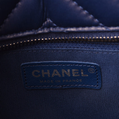 Chanel Lambskin Surpique Chevron Small Tote Dark Blue 6 of 8