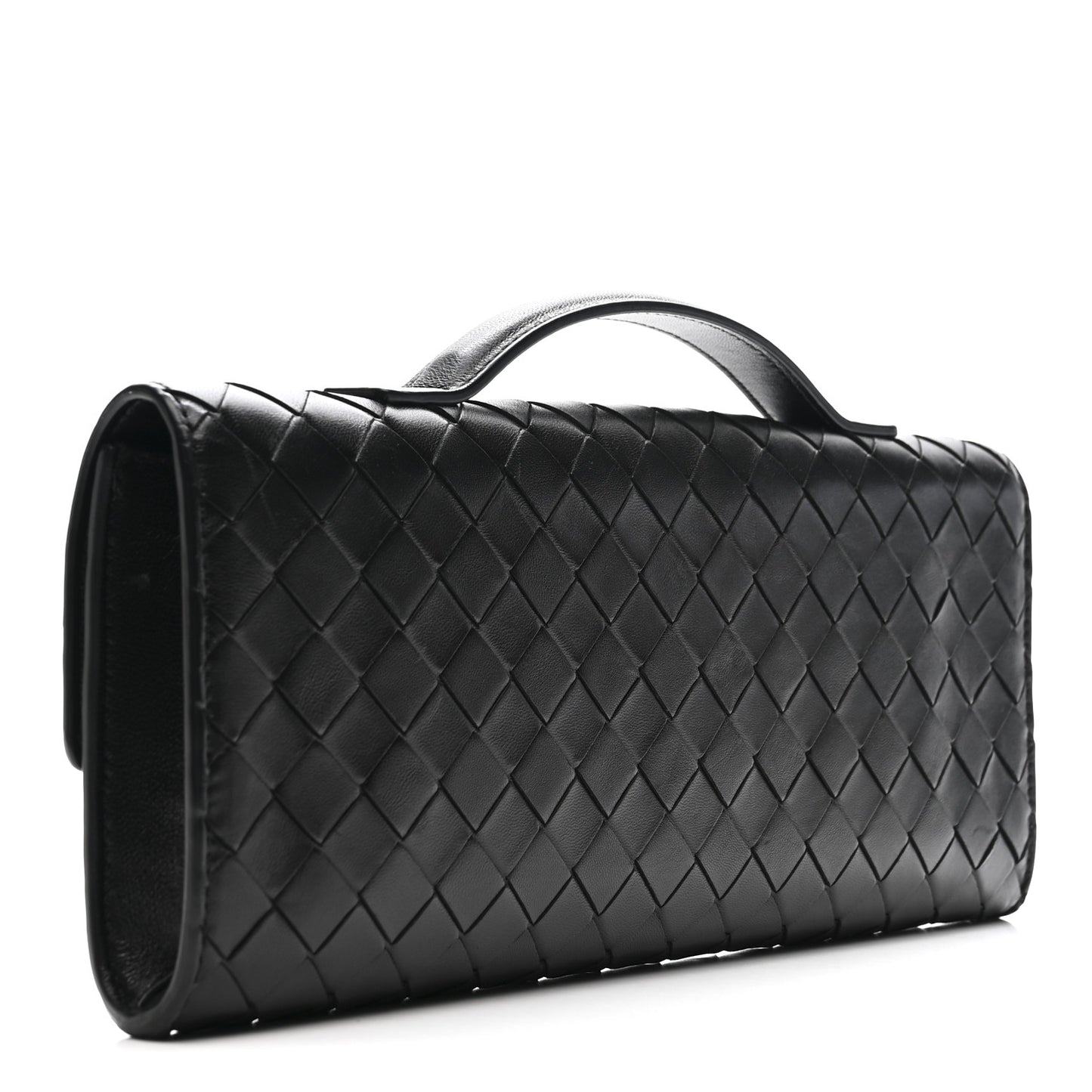 Nappa Intrecciato Long Andiamo Top Handle Clutch Black
