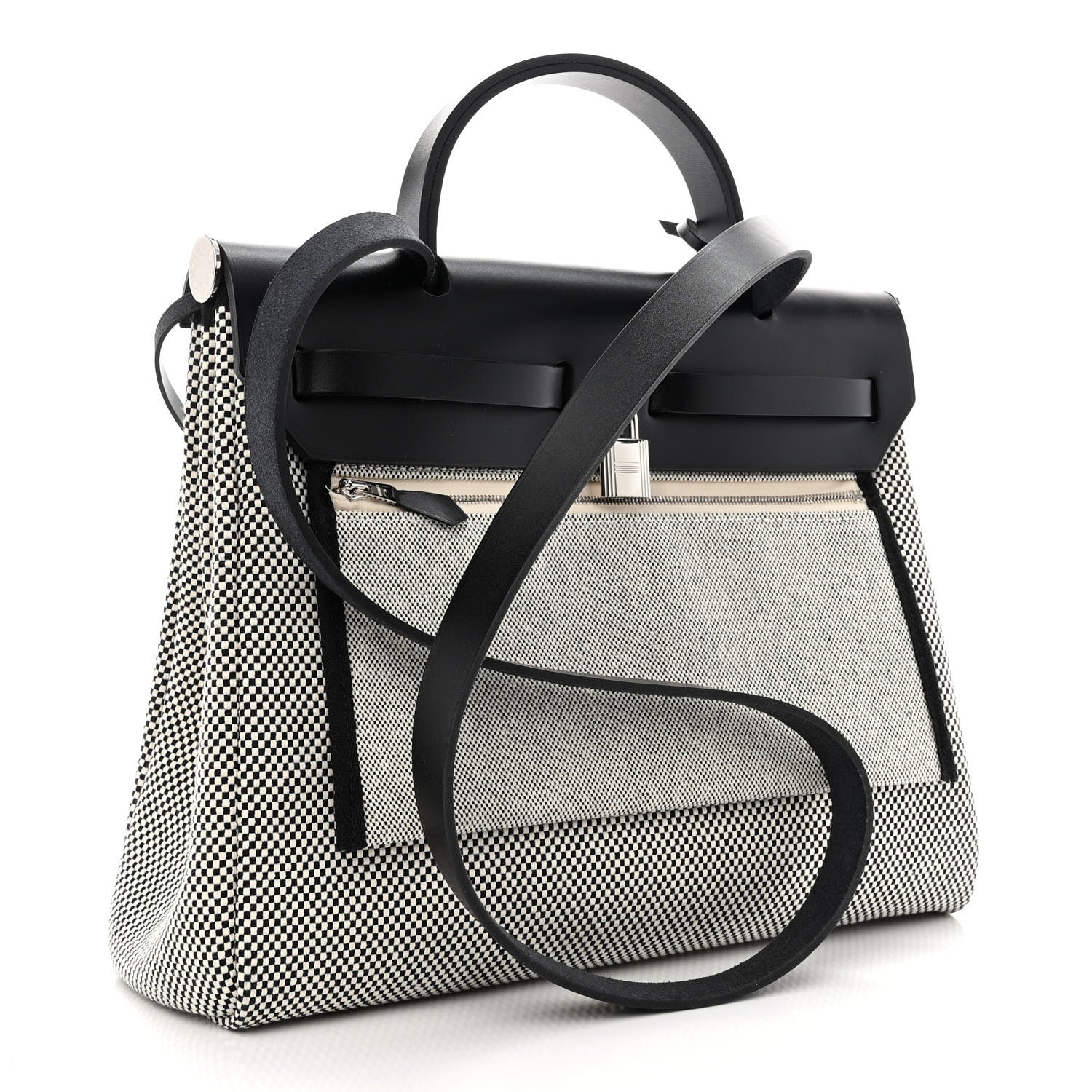 Hermes Vache Hunter Criss Viking Herbag Zip Retourne 31 PM Ecru Black 5 of 13