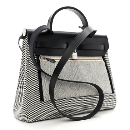Hermes Vache Hunter Criss Viking Herbag Zip Retourne 31 PM Ecru Black 5 of 13