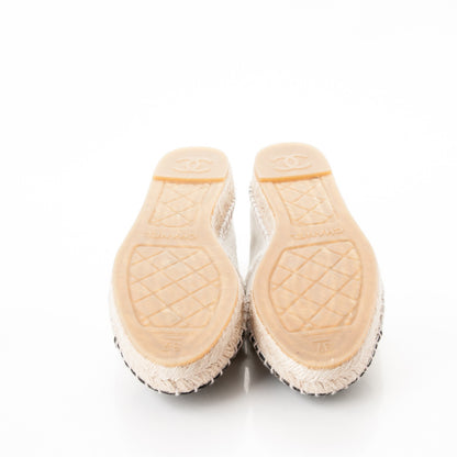 Chanel Linen CC Espadrilles 37 Beige Black 7 of 7