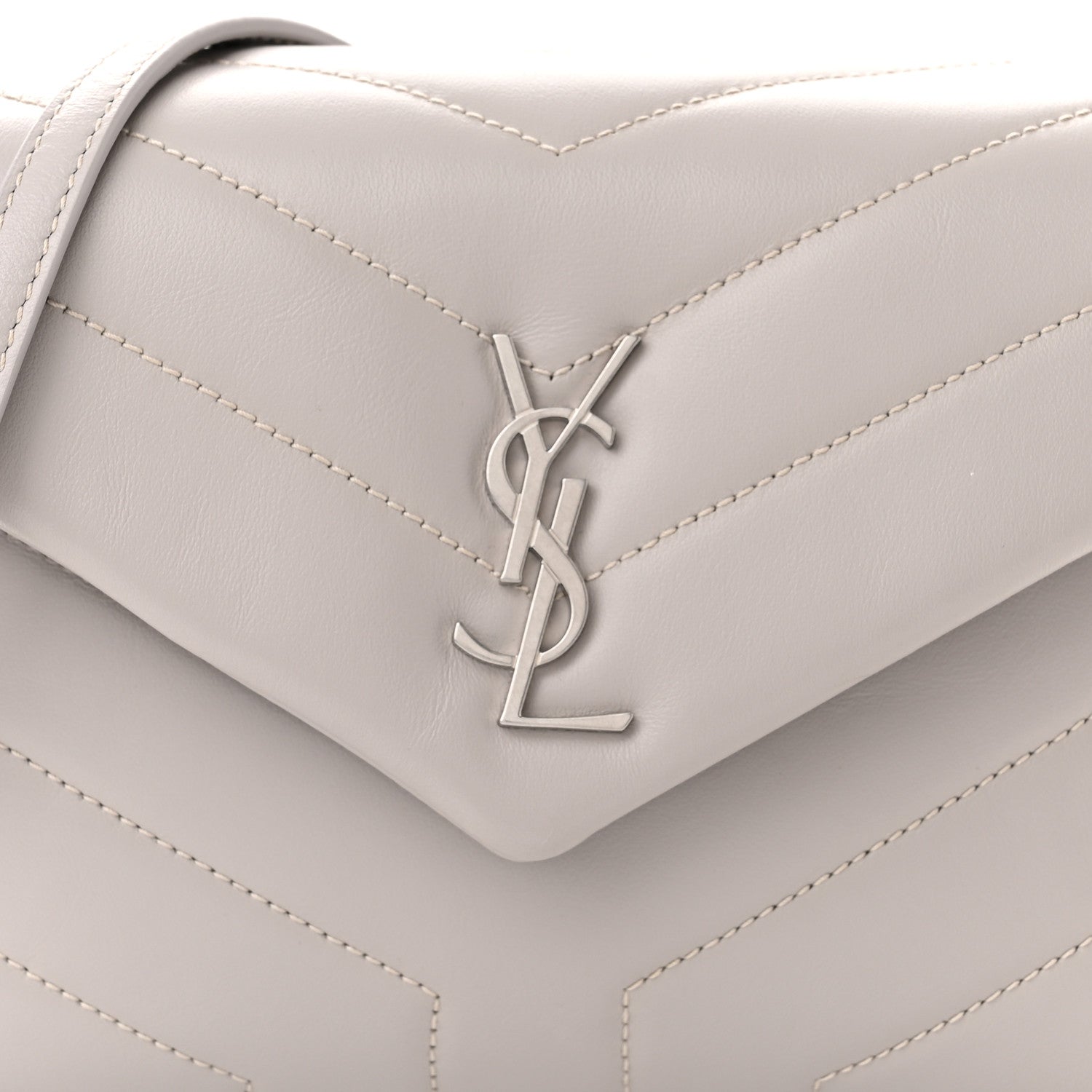 Saint Laurent Calfskin Y Quilted Monogram Toy Loulou Satchel Granite 8 of 11