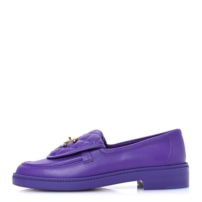 Chanel Lambskin Quilted CC Turnlock Loafers 37 Purple 1 of 13