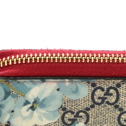 Gucci GG Supreme Monogram Blooms Zip Around Card Case Wallet Beige Blue Navy Hibiscus Red Beige Blue Navy Hibiscus Red 7 of 9