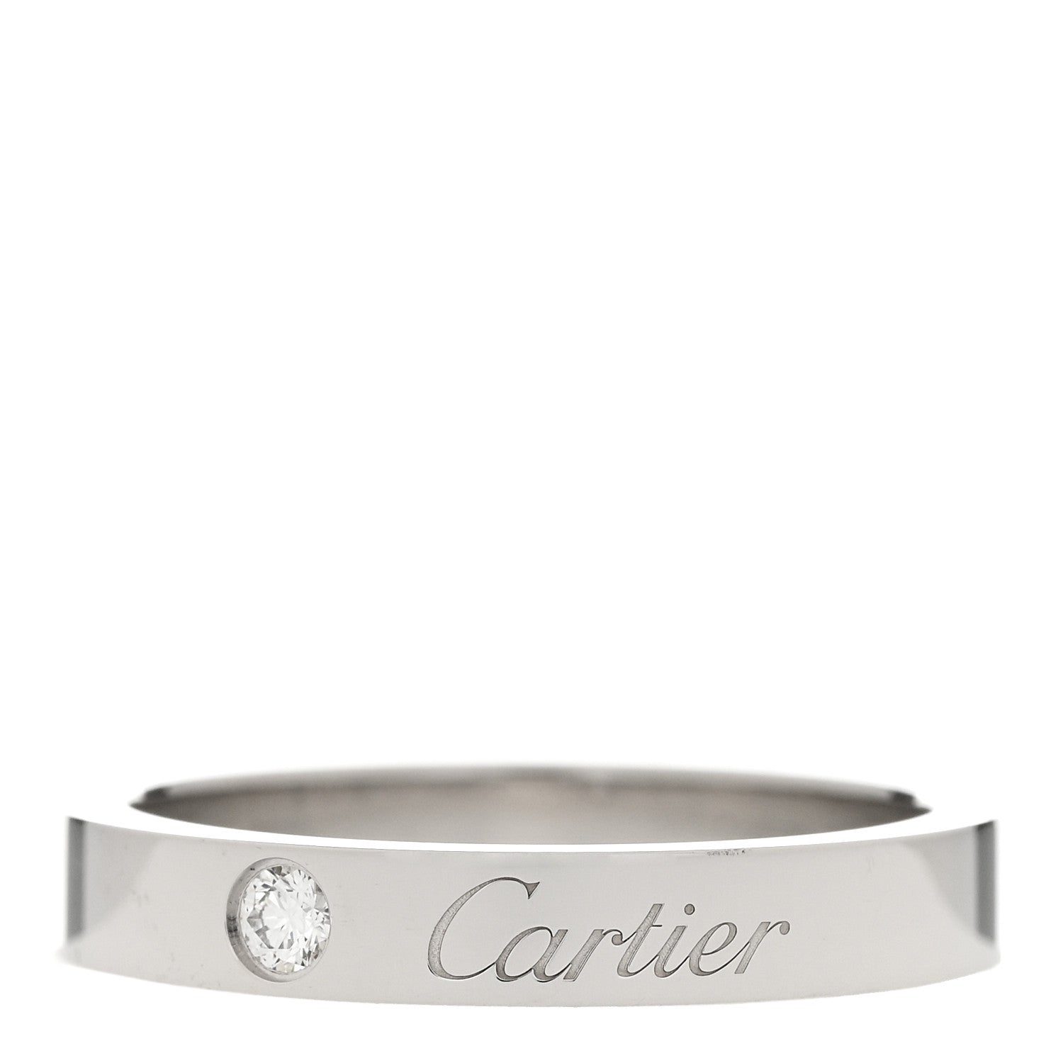 Cartier Platinum Diamond 3mm C De Cartier Wedding Band Ring 50 5.25 1 of 7