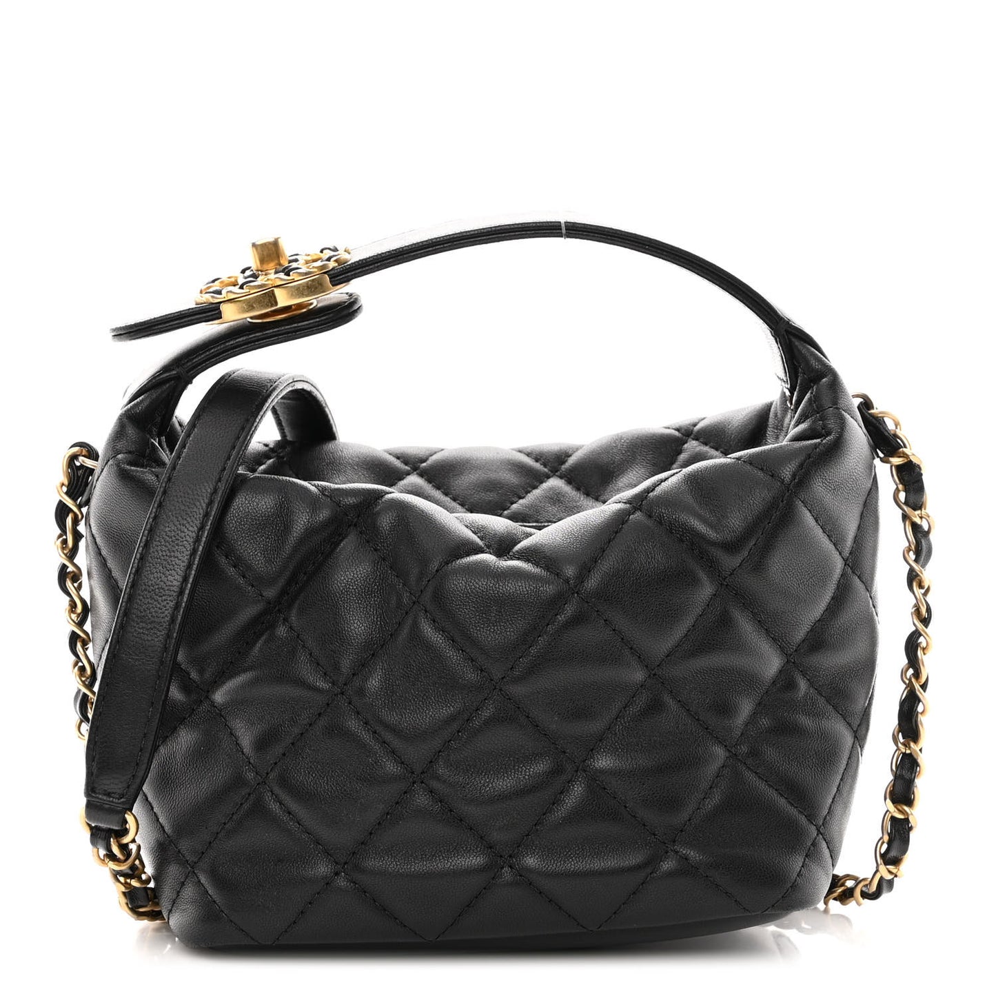 Lambskin Quilted Small Perfect Meeting Hobo Black