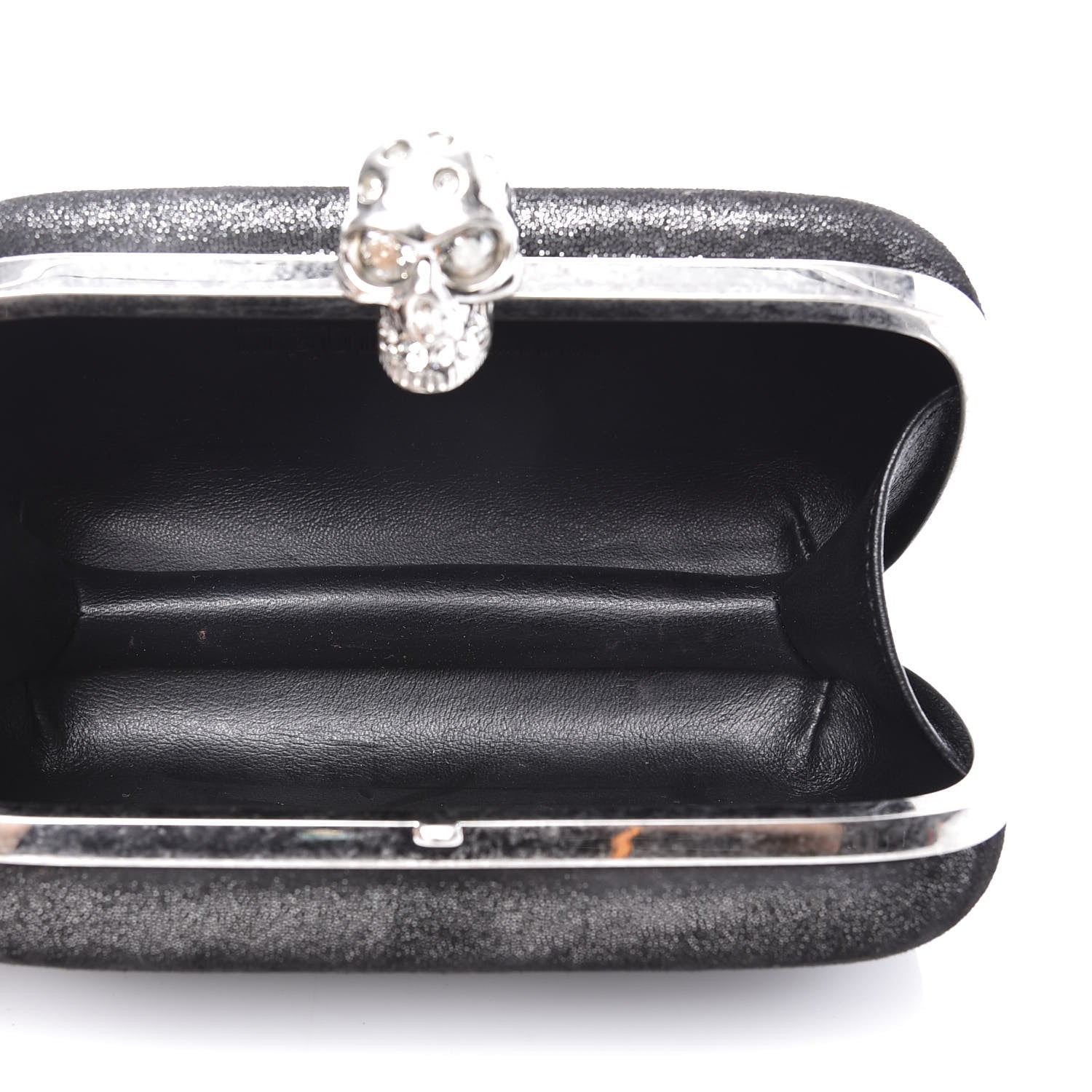 Alexander McQueen Metallic Suede Skull Box Clutch Black 4 of 9