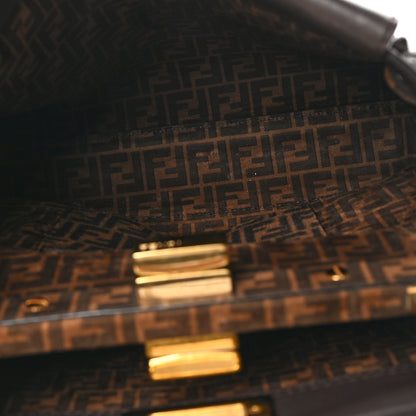 Fendi Vitello Seta Suede FF Mini Peekaboo Iconic Satchel Chocolate Sigaro Marrone 5 of 9