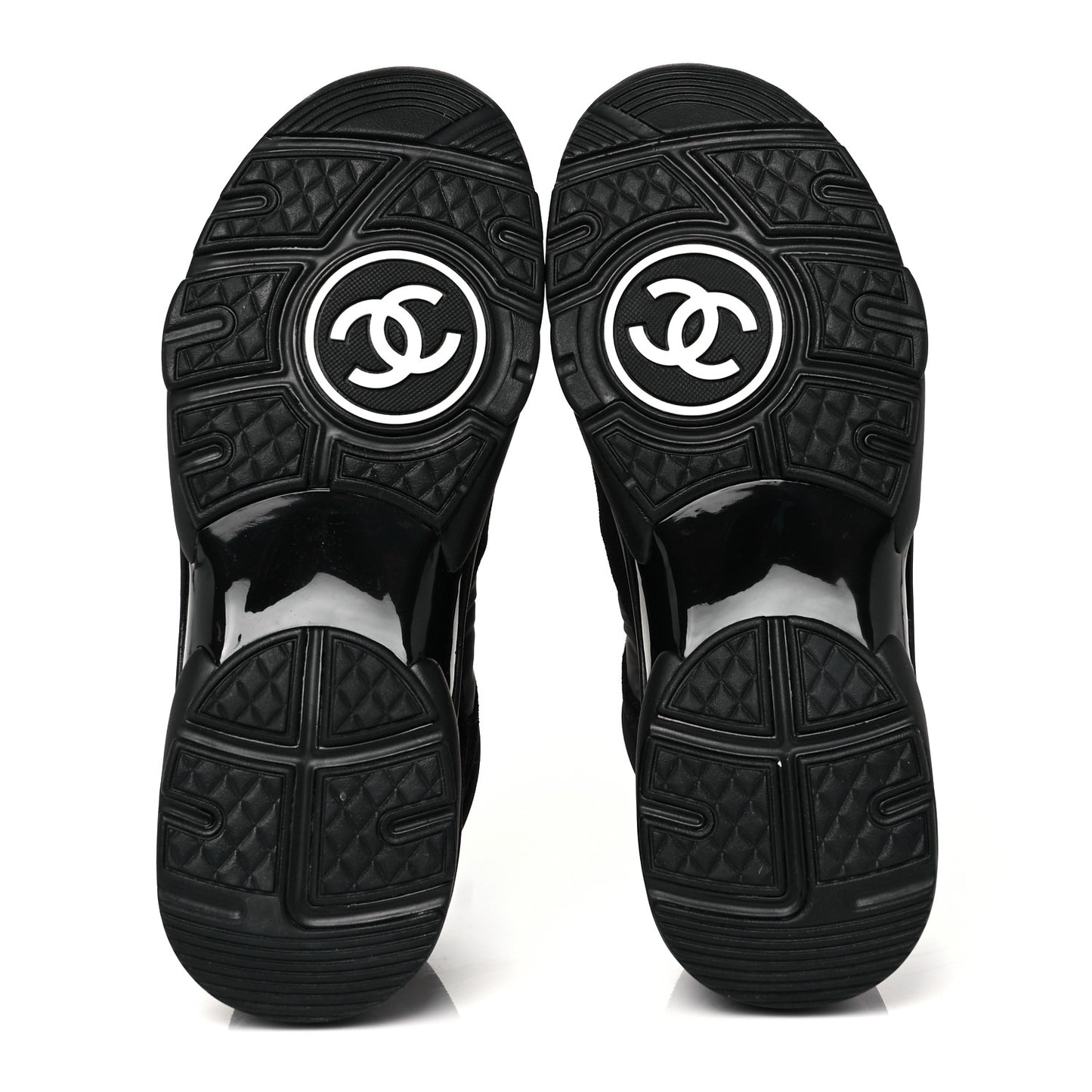 Nylon Calfskin Suede CC Sneakers 38 Black