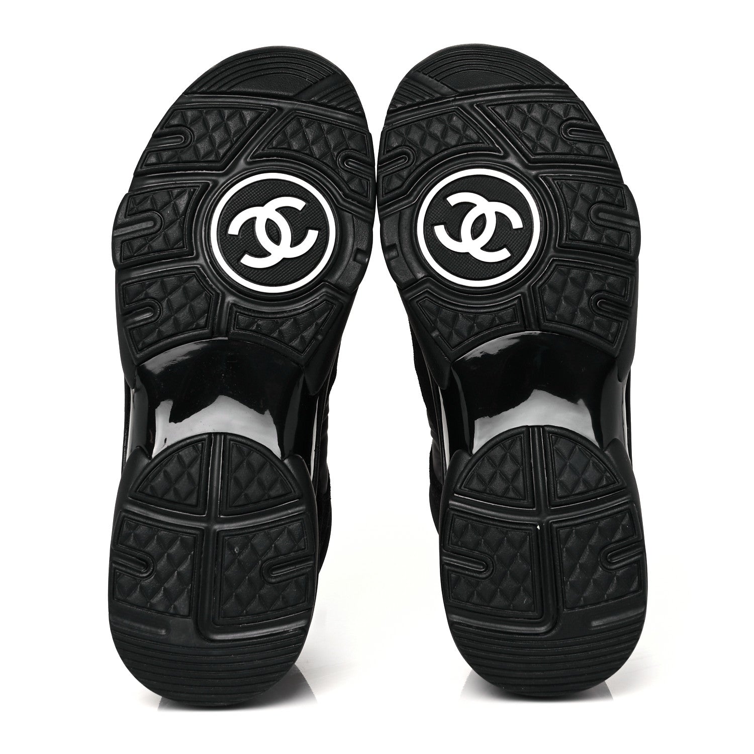 Chanel Nylon Calfskin Suede CC Sneakers 38 Black 5 of 9