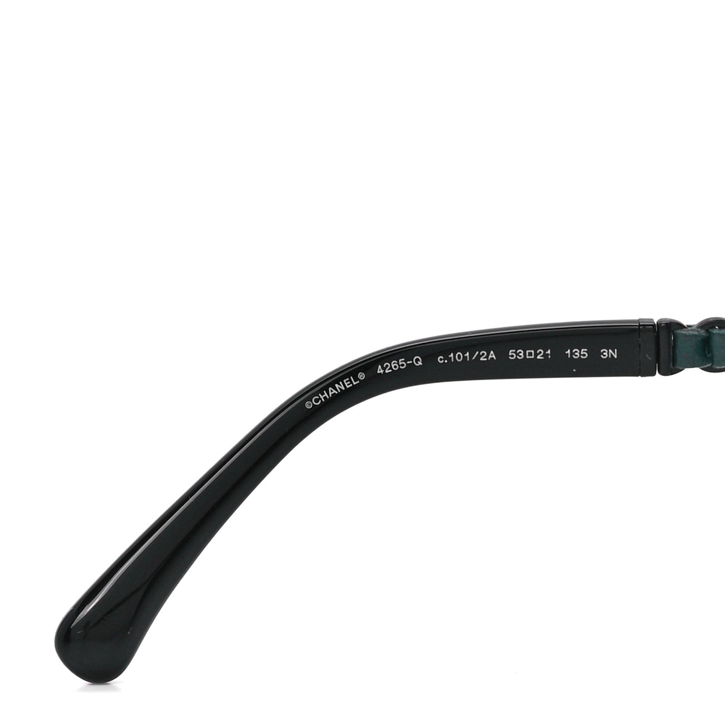 Metal Calfskin Round Chain Sunglasses 4265-Q Black