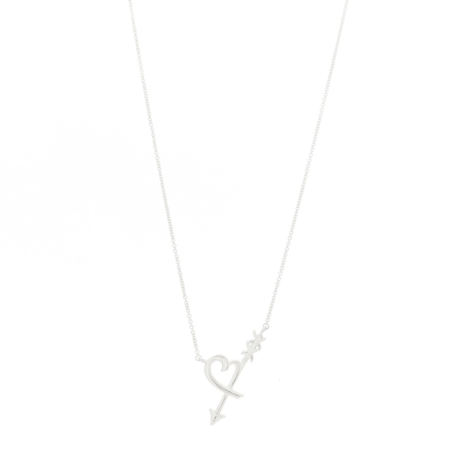 Tiffany Sterling Silver Paloma Picasso Heart and Arrow Pendant Necklace 1 of 6