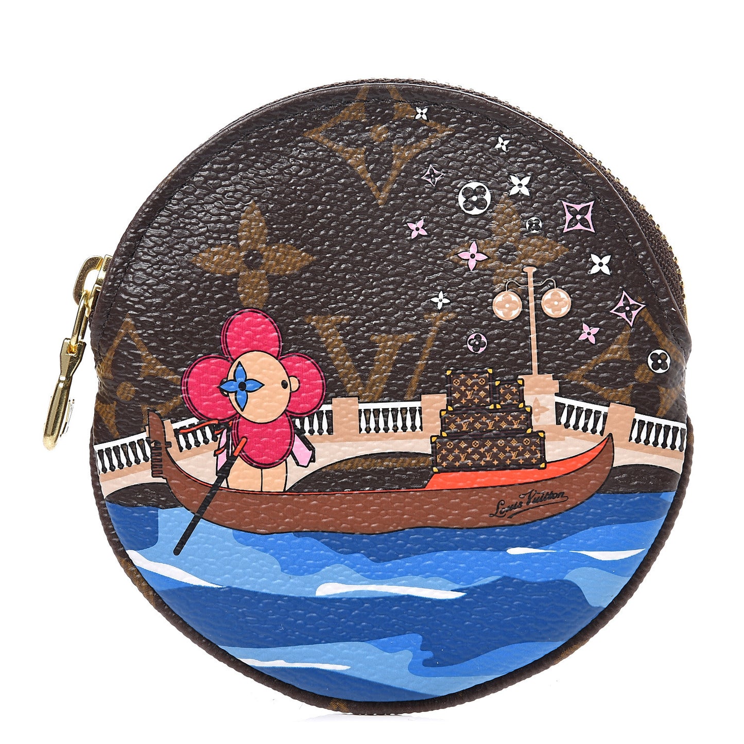 Monogram 2019 Christmas Animation Round Coin Purse Blue