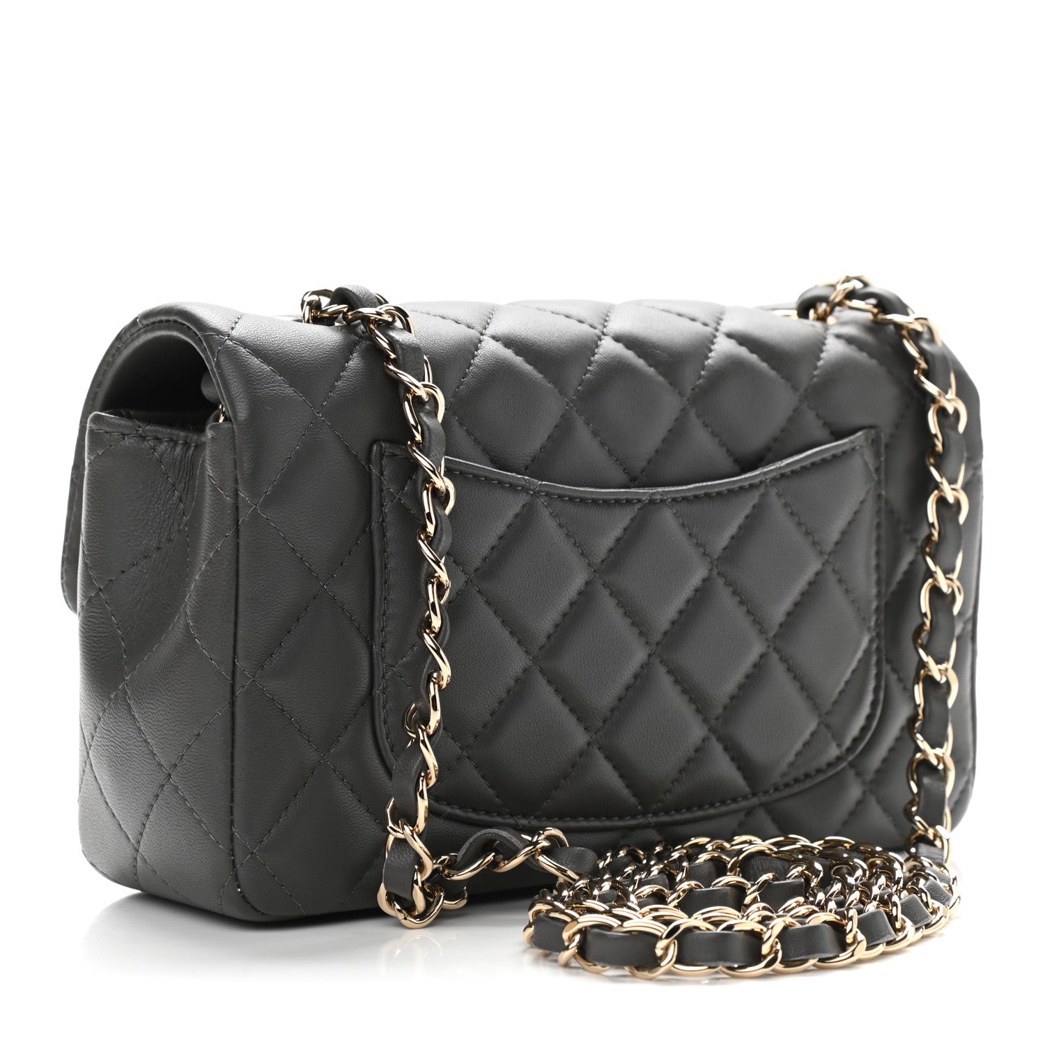 Chanel Lambskin Quilted Mini Rectangular Flap Dark Grey 3 of 9