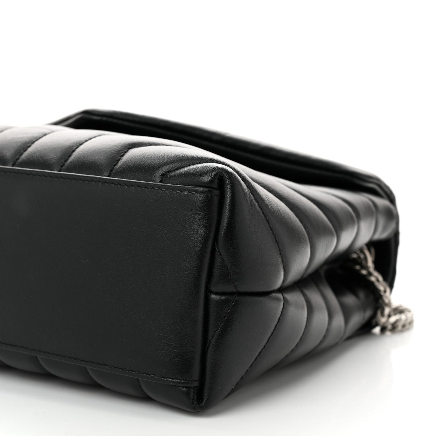 Calfskin Y Quilted Monogram Small Loulou Chain Satchel Black