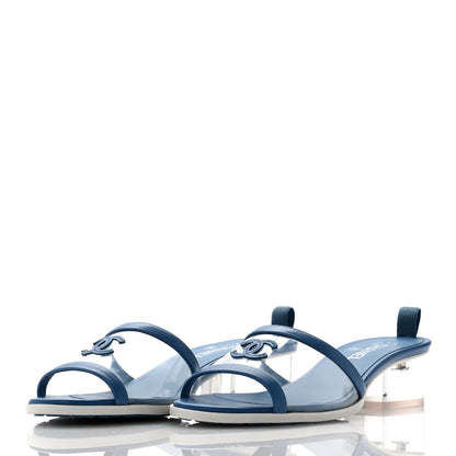 Chanel Lambskin PVC Logo Mule 41 Transparent Blue 3 of 8