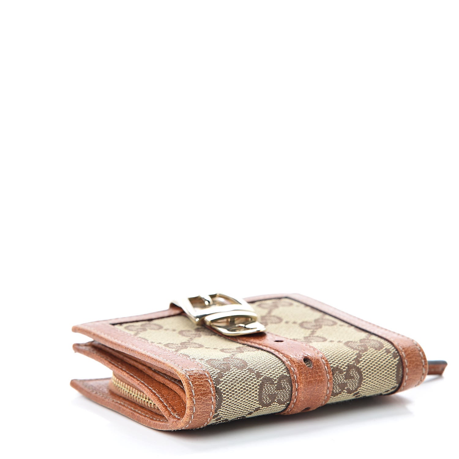 Gucci Monogram Buckle Compact Wallet Brown 4 of 16