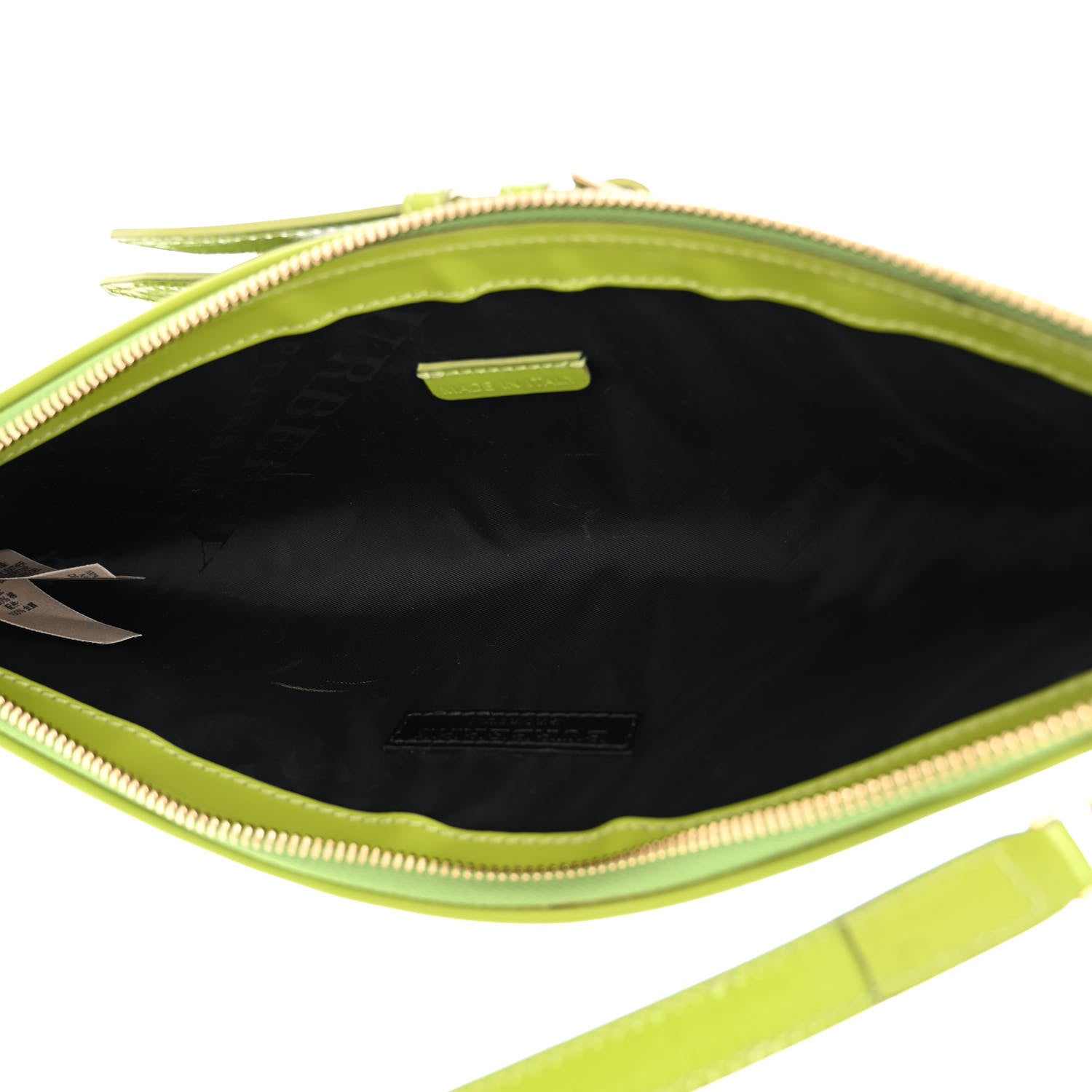 Burberry Patent Bridle Calfskin Parmoor Clutch Bag Lemon Green 5 of 12