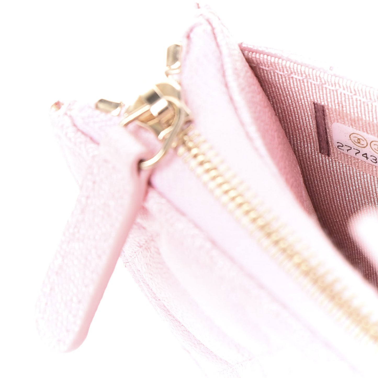 Iridescent Caviar Quilted Classic Pouch With Handle Rose Pink
