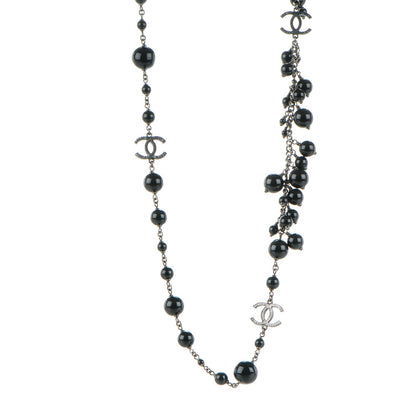 Chanel Ruthenium Beaded CC Long Necklace Black 1 of 5
