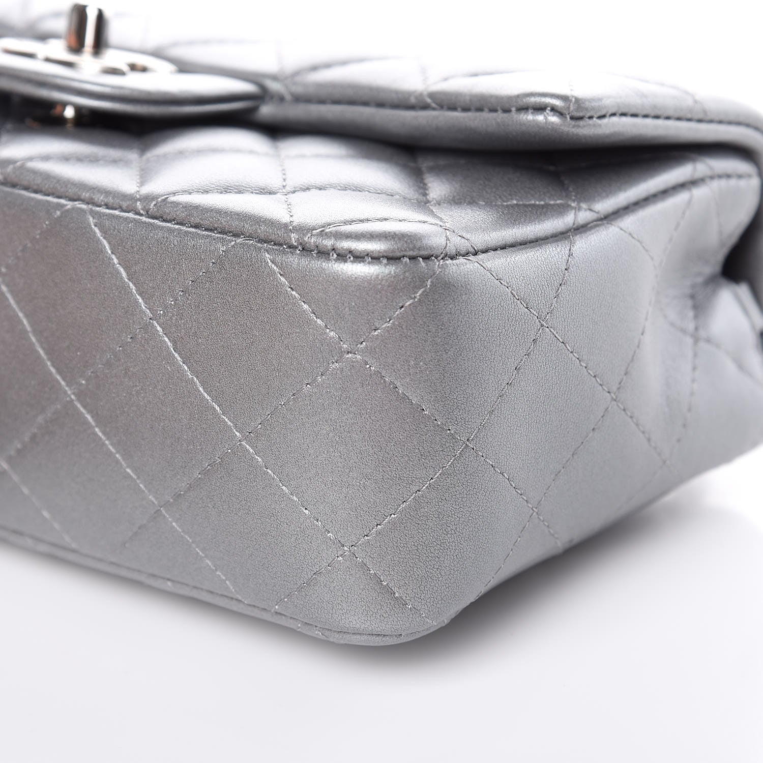Chanel Metallic Lambskin Quilted Mini Rectangular Flap Silver 9 of 10