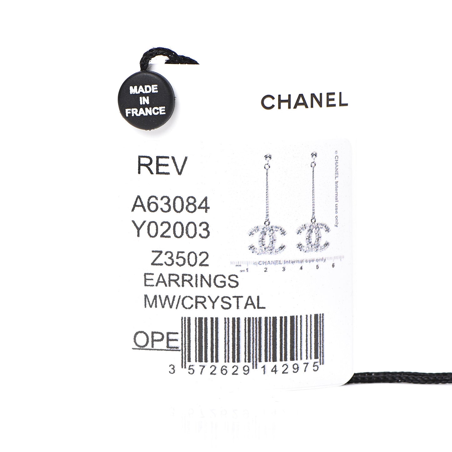 Baguette Crystal CC Drop Earrings Silver