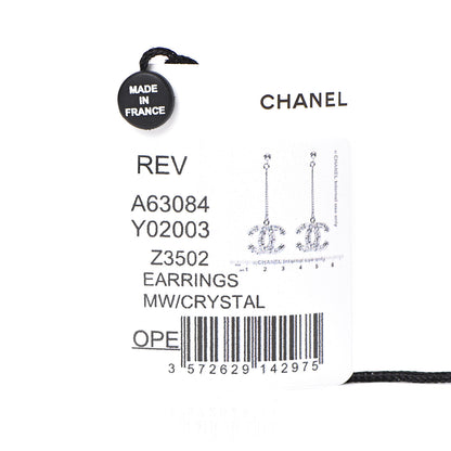Chanel Baguette Crystal CC Drop Earrings Silver 4 of 5