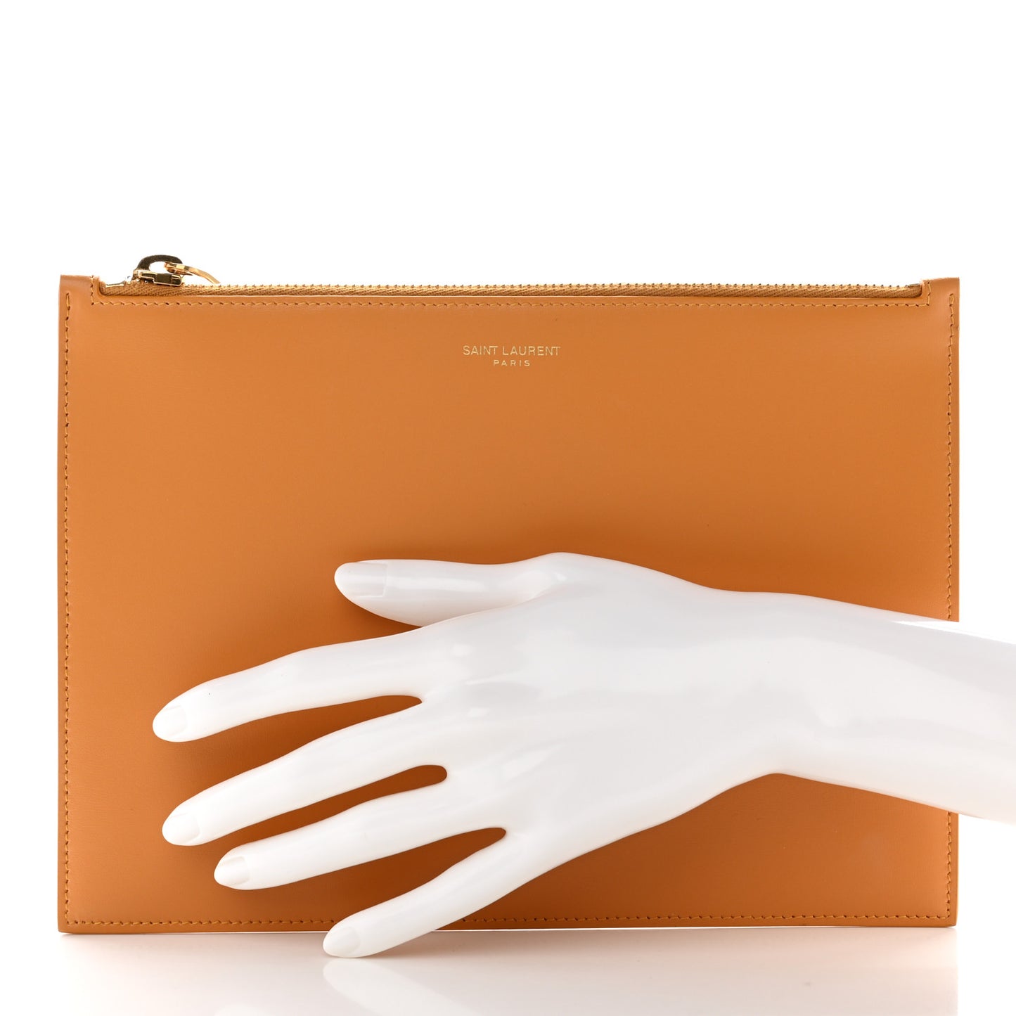 Smooth Calfskin Zip Pouch Cheddar
