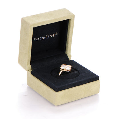 Van Cleef & Arpels 18K Yellow Gold Diamond Mother of Pearl Vintage Alhambra Ring 49 5 6 of 6