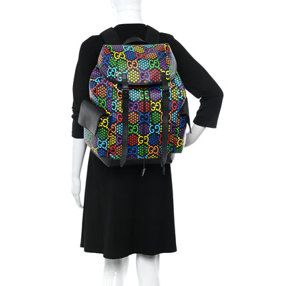 Gucci GG Supreme Monogram Psychedelic Medium Double Buckle Backpack Black Multicolor 2 of 11