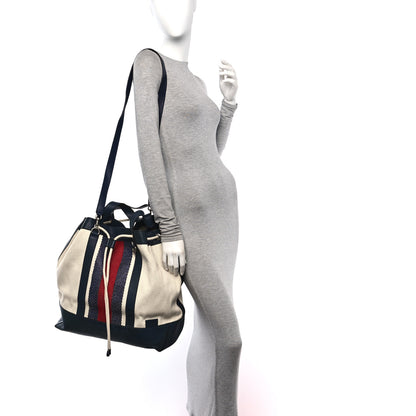 Gucci Canvas Web Bucket Bag White Navy 2 of 11