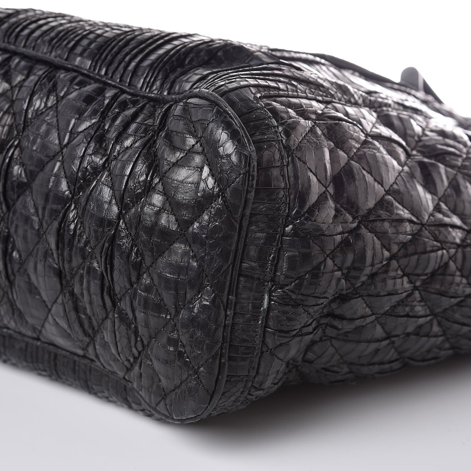 Jimmy Choo Waxed Snakeskin Chain Embellished Blare Tote Black 9 of 9