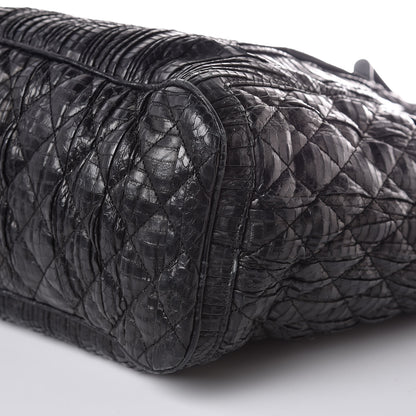 Jimmy Choo Waxed Snakeskin Chain Embellished Blare Tote Black 9 of 9