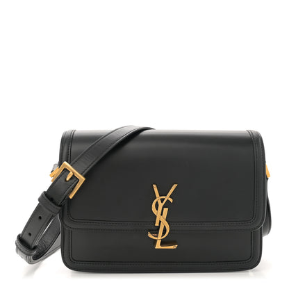 Saint Laurent Box Calfskin Monogram Medium Solferino Satchel Black 1 of 14