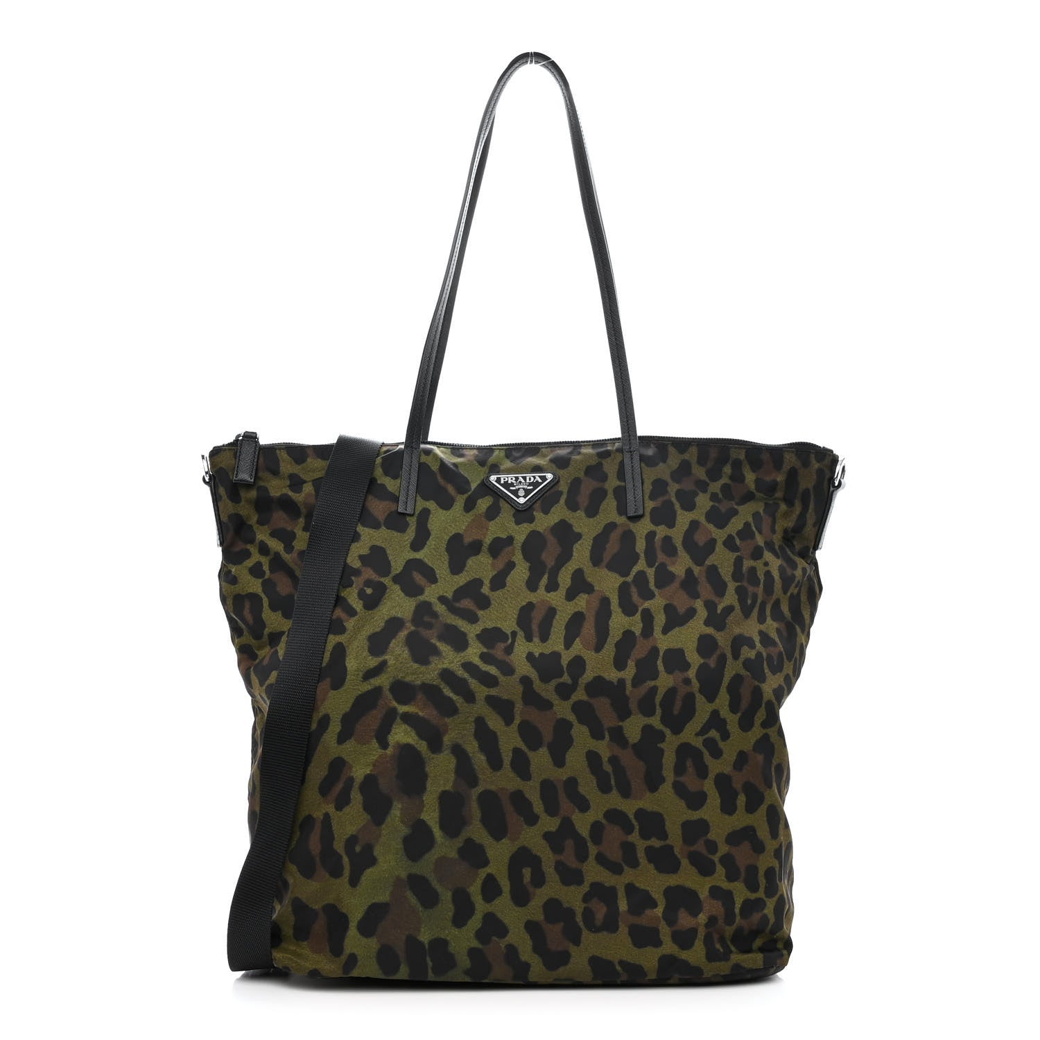Prada Tessuto Nylon Stampato Saffiano Tote Militare 1 of 12